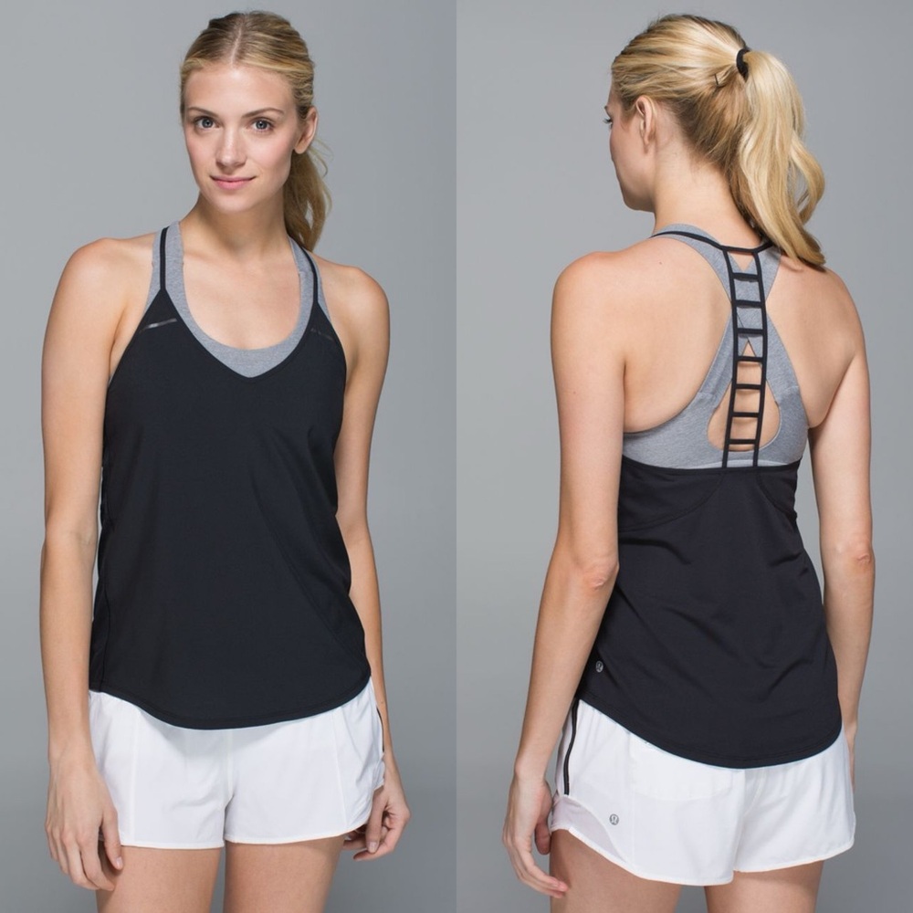 Lululemon Top Womens 10 Large Black Breezy Singlet Ladder Racerback Tank